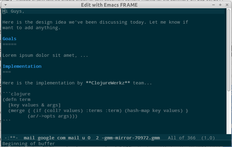 2. Write in emacs