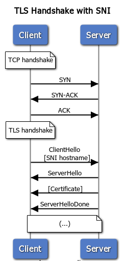TLS handshake with SNI
